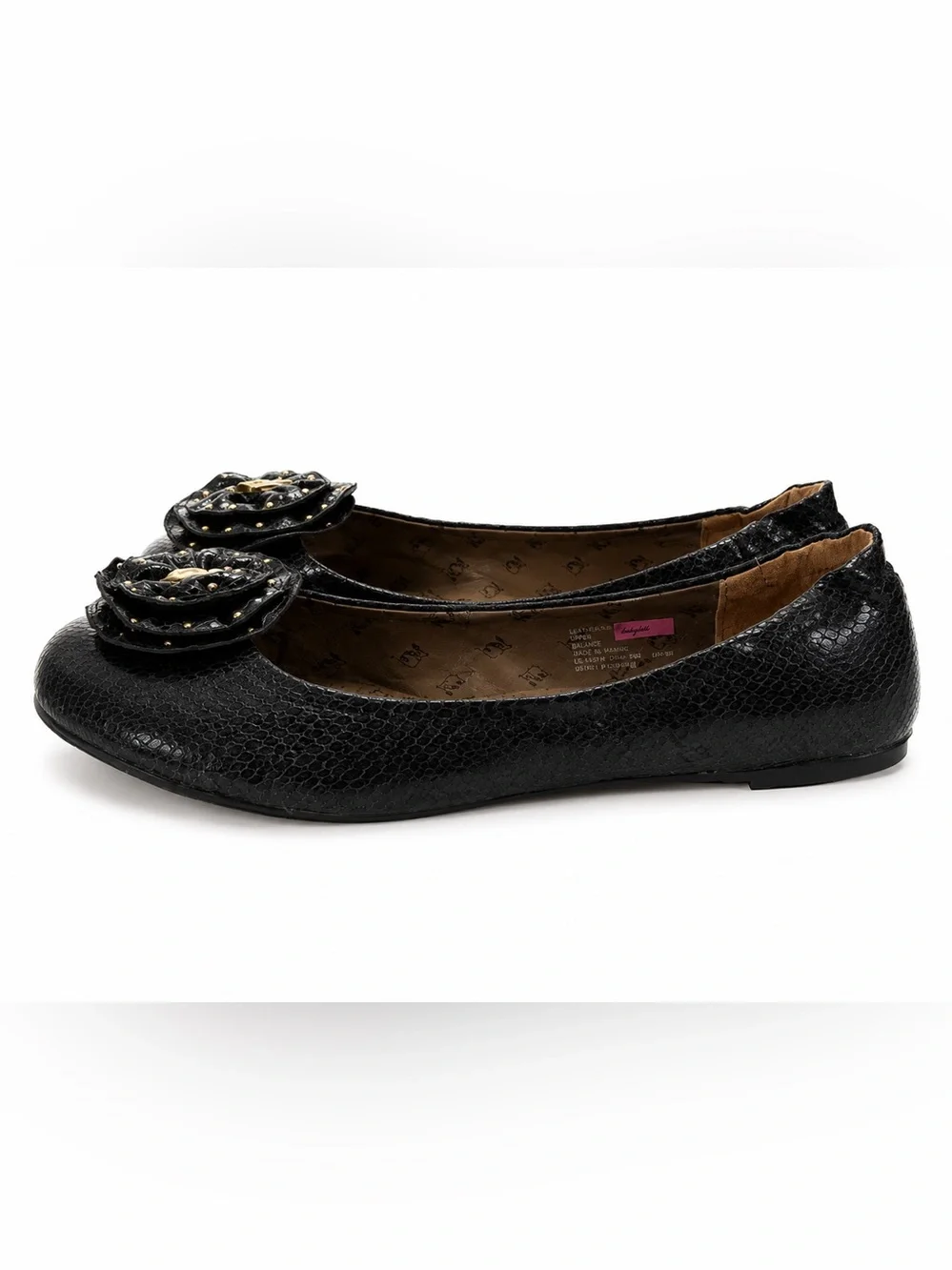 Baby Phat Vintage Black Floral-Accent Women’s Ballet Flats - Designer Style